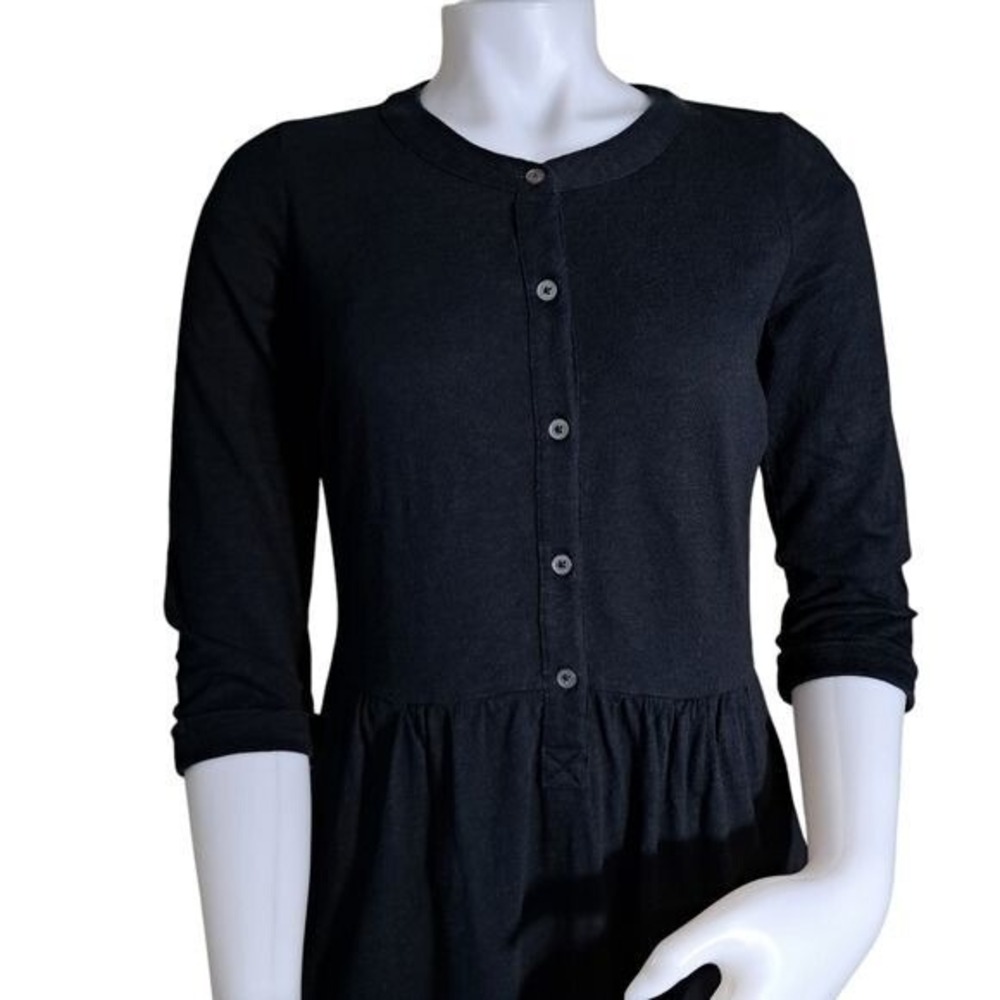 Boden Women's Midi Dress Briar Jersey Black Buttons 3/4 qrt Sleeves Size 4R